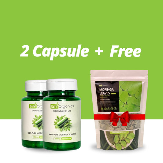 Moringa Capsules Bundle - Buy 2 Moringa Capsules and Get Moringa leave Free